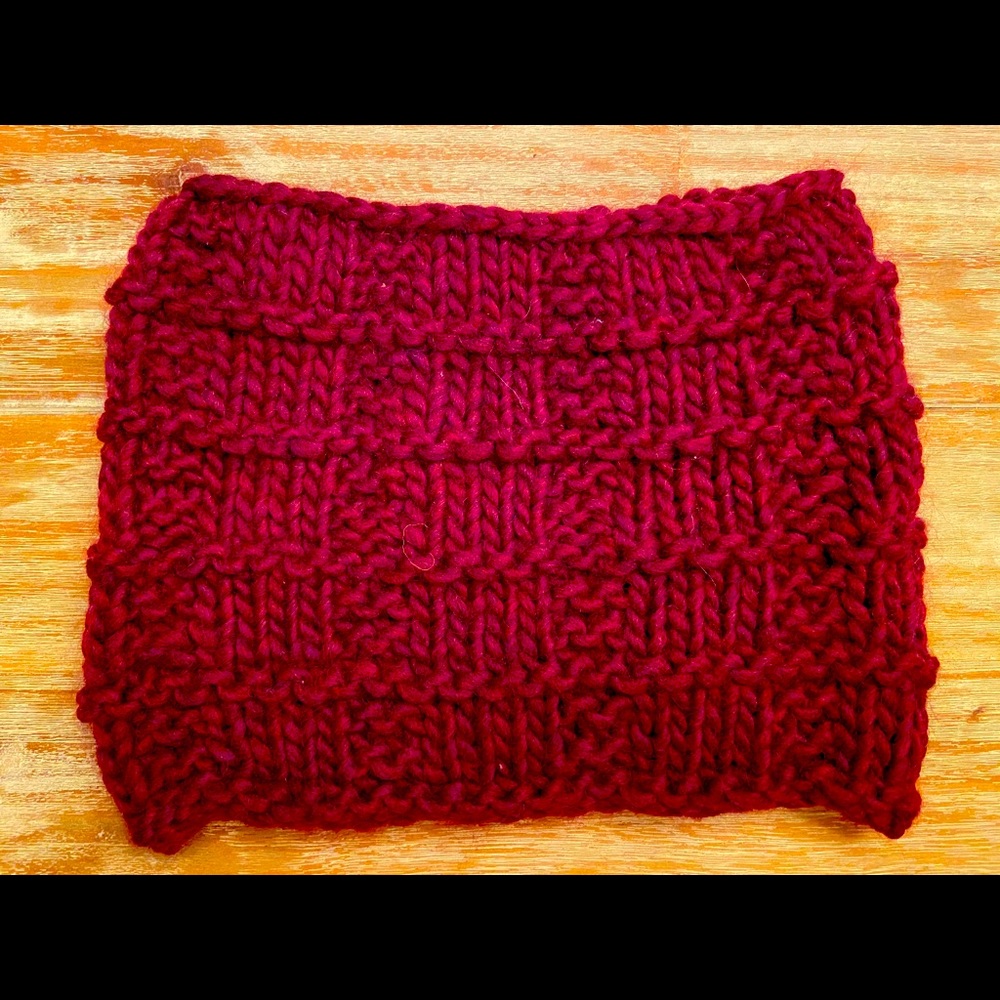 Hand knitted cowl.  Beautiful burgundy